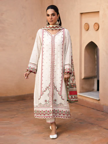 Ivory Grace Unstitched Embroidered Ensemble